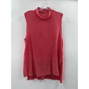 Stateside Anthropologie Women’s Sleeveless Mock Neck Red Tee Made In USA M